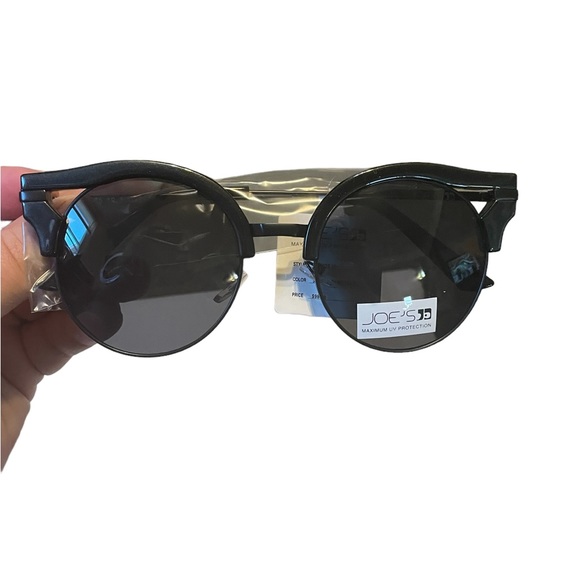 Joes Jeans Round Cat Eye Sunglasses, Black Metallic, NWT, Retail $98 - Picture 4 of 4